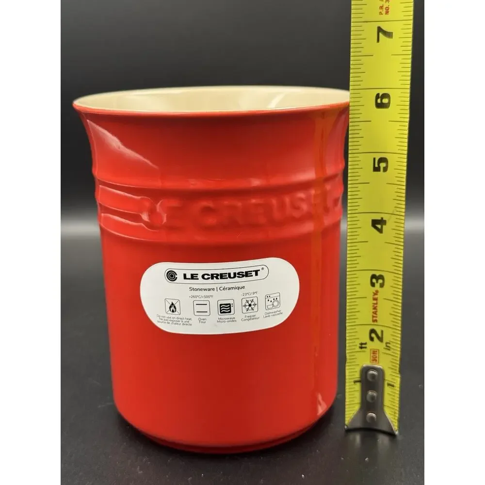 NWT Le Creuset Crock Carmin Red 1L Stoneware Utensil Holder